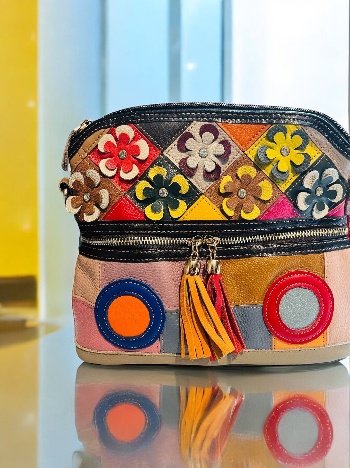 Multi Color Leather Crossbody